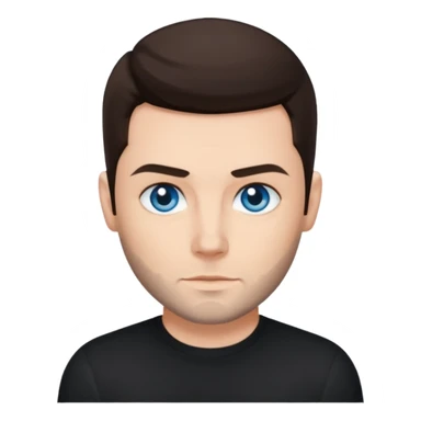 Shane Lynch with blue eyes, dark brown hair, black shirt sticker