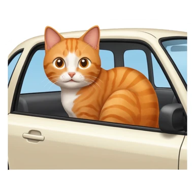 cat looking out the rear window of a car, emoji style sticker