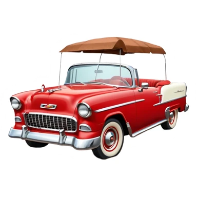 1955 Chevrolet Bel Air Convertible, Red-White color, with brown mud pouring down from above. 32x32 pixels, aspect ratio: 1:1 sticker