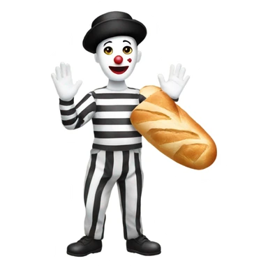 Mime with a baguette sticker