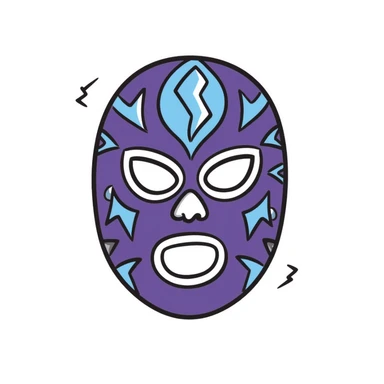 A hand-drawn purple and blue luchador wrestling mask with decorative patterns sticker
