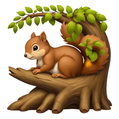 Brown Squirrel sleeping in a big tree sticker