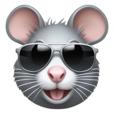 badass rat wearing sunglasses with a small plastic bag of powdered sugar sticker