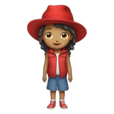 A little girl with a red hat sticker