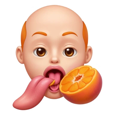 langue qui dépasse d'une bouche humaine ouverte et lèche un abricot sticker