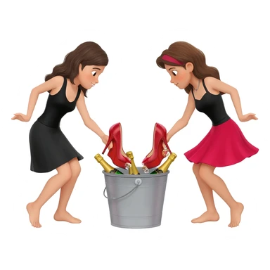 girls take off their shoes to dance, putting designer high heels like the iconic red-soled Louboutins in the buckets alongside the champagne bottles sticker