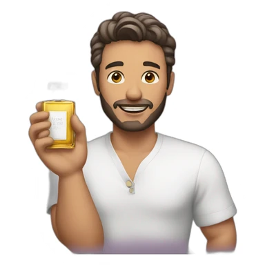 Man with perfume in his hands sticker