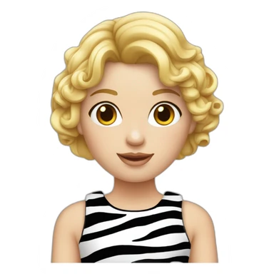 Meisje met krullen en een zebra jurk blond haar sticker