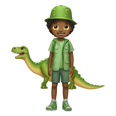 Kid wearing crocs and dino costume sticker