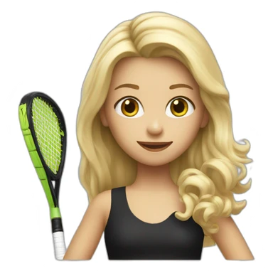 Blonde girl black dress with Padel racket sticker