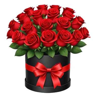 Designer bouquet of 15 red roses in a round black box  sticker