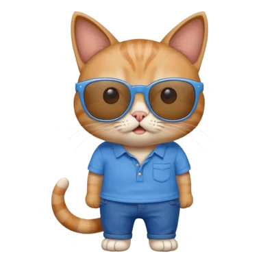 Cat with sunglasses with blue shirt pants and shocked sticker