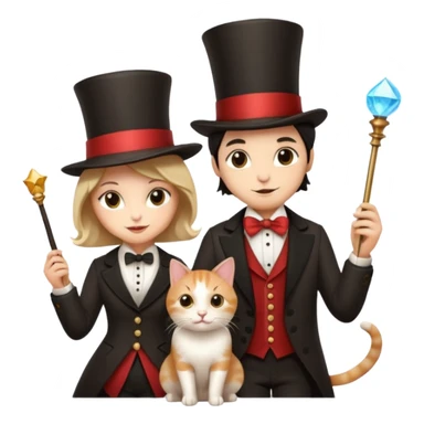 magician couple and their pet cat sticker