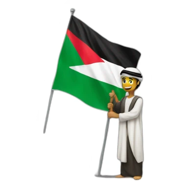 Arab holding Palestine flag sticker