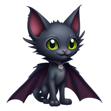 Cute edgy cool vampiric dark eldritch fantasy cat-vernid-Fakémon-Digimon with bat-wings as ears full body sticker