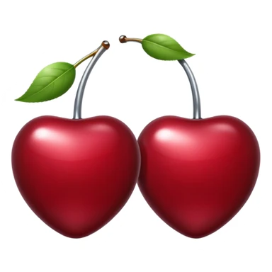 A pair of cherries emoji made of liquid silver chrome, smooth rounded shapes, glossy metallic surface, subtle sensual vibe, luxury sexy aesthetic, iOS emoji style, centered, clean white background sticker
