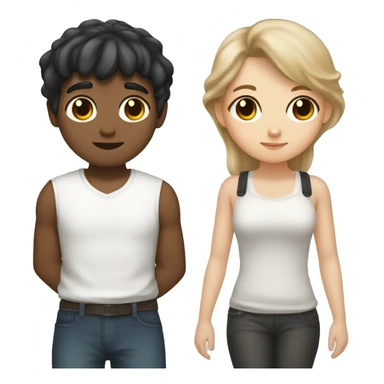 Cuddle lovers white boy with light brown hair and girl with black hair bangs sticker