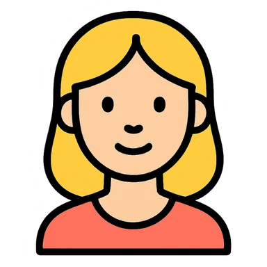 headshot of a blonde haired woman, icon style, color outlined sticker