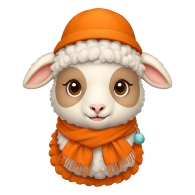 baby sheep with orange scarf and brown hat sticker