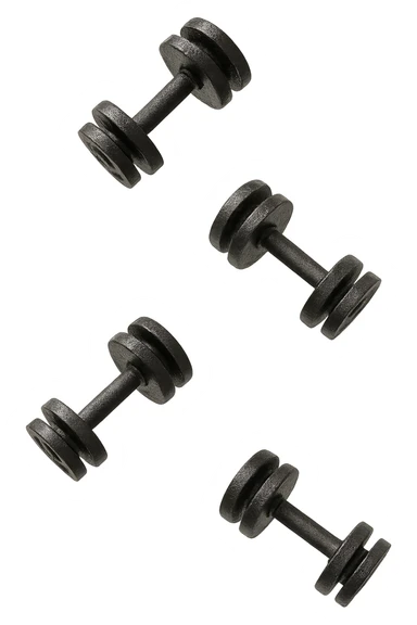 manubri da palestra cadono dall'alto verticalmente, isolata su sfondo bianco sticker