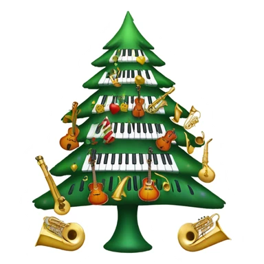 A Christmas tree decorated with musical instruments  sticker