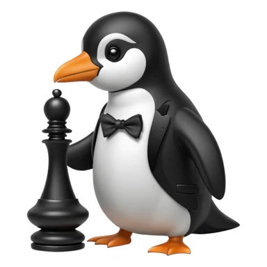 Pinguin playing chess sticker