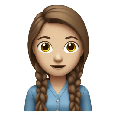 it's the normal emoji standing woman but she is white, blue eyed, with long brown hair sticker