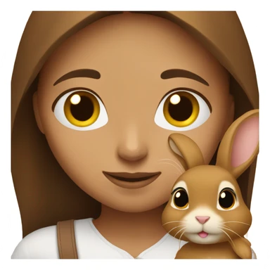 Girl with brown rabbit  indoors sticker