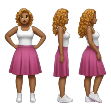Curvy girl in skirt сидит на корточках sticker