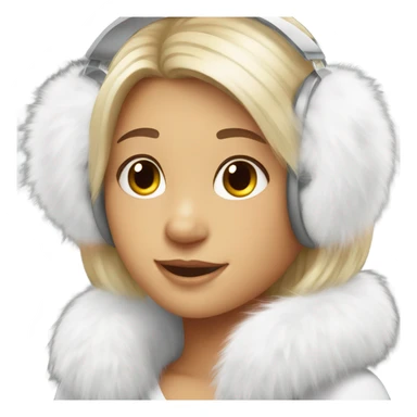 Girl in white big fluffy fur earmuffs sticker