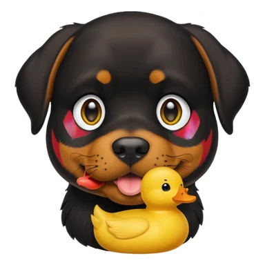 Rottweiler with toy duck in his mouth sticker