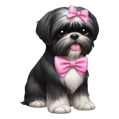 Black Shih Tzu with pink bows in ears sticker