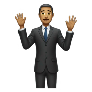 man in suit holding out his arms sticker
