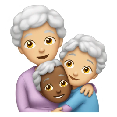 Grandma huggings with a boy and girl sticker