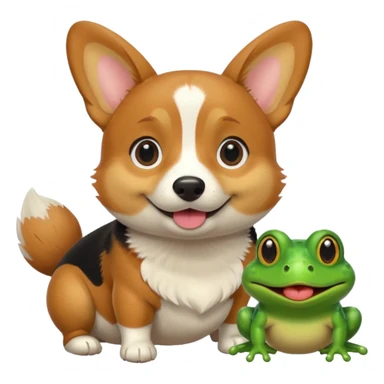 Corgi black and tan with frog sticker