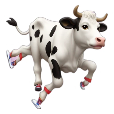 cow figure skating; doing axel sticker