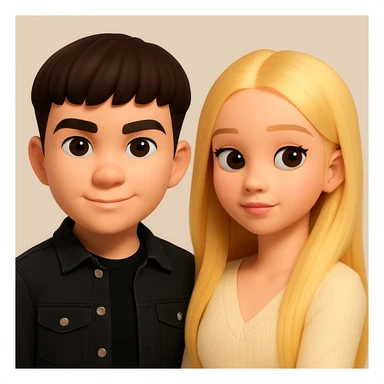 Place these two images side by side on one canvas, as two separate 3d-emoji style characters, do not change the images, just put them together on a neutral background sticker