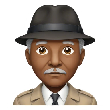 Elderly Black Detective with a kangold hat sticker