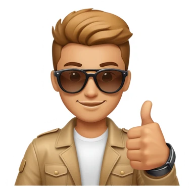 Cool character with sunglasses giving thumbs up, looking confident and awesome sticker