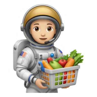 astronauta con canasta para hacer compras vacía sticker