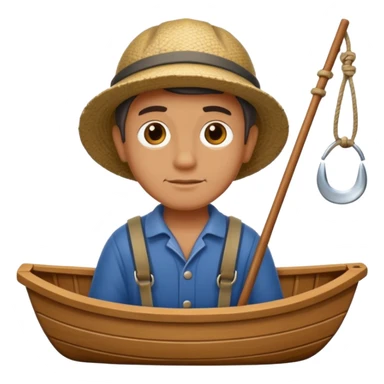 small wooden boat with fisherman sticker