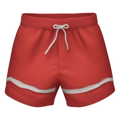 Red swim trunks, no person sticker