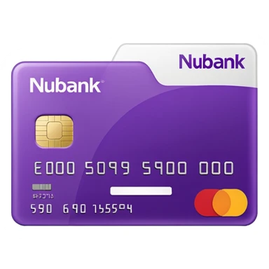 credit card, purple, writen in white "NUBANK" sticker