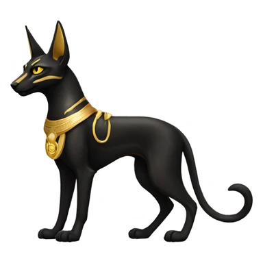 Black Egyptian Anubis-Cat. Golden Anubis-Rings and yellow markings. Full body sticker