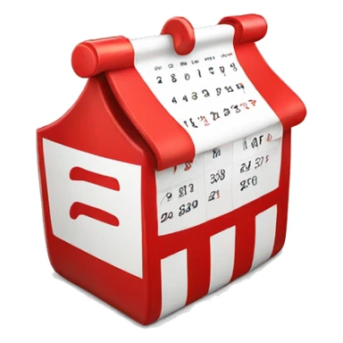 Toon 3D red and white calendar icon sticker