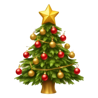 golden christmas tree with red balls sticker