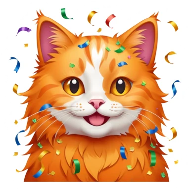Cat with confetti and streamers celebrating sticker