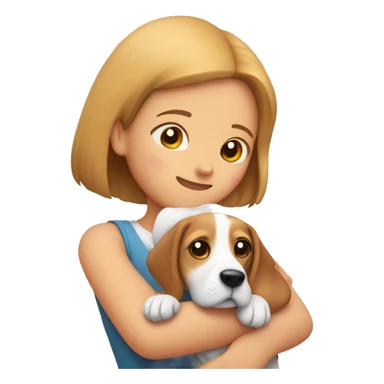 Beagle in the arms of a girl sticker