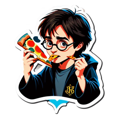 Harry Potter eating pizza  sticker