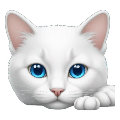 white cat with blue eyes is sleeping sticker